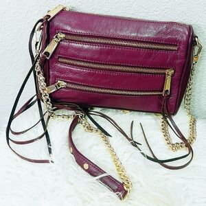 Rebecca Minkoff Burgundy Purple Leather Gold Crossbody Bag